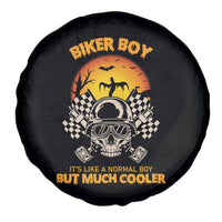 Funny Skull Motocycle Halloween Biker Son Spare Tire Cover Biker Boy It's Like A Normal Boy But Much Cooler - Wonder Print Shop