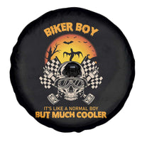 Funny Skull Motocycle Halloween Biker Son Spare Tire Cover Biker Boy It's Like A Normal Boy But Much Cooler - Wonder Print Shop