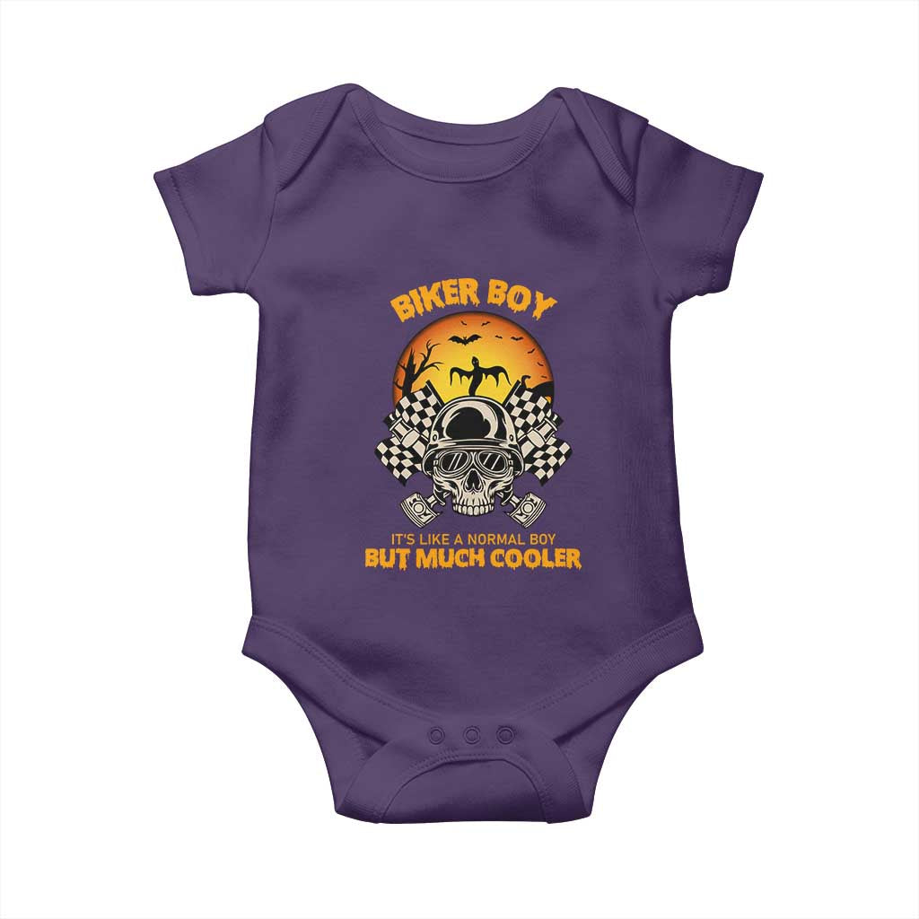Funny Skull Motocycle Halloween Biker Son Baby Onesie Biker Boy It's Like A Normal Boy But Much Cooler - Wonder Print Shop