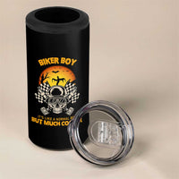 Funny Skull Motocycle Halloween Biker Son 4 in 1 Can Cooler Tumbler Biker Boy It's Like A Normal Boy But Much Cooler