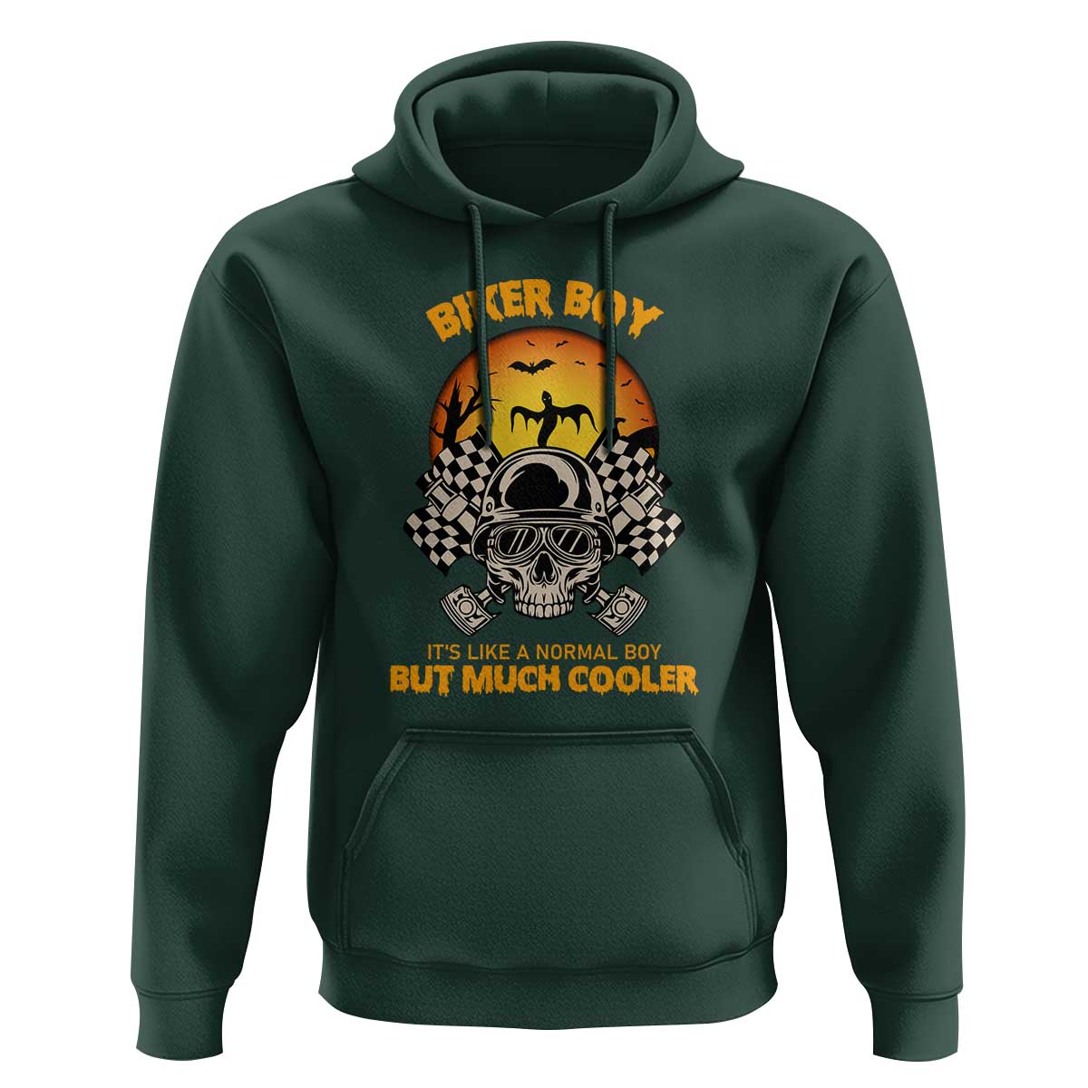 Funny Skull Motocycle Halloween Biker Son Hoodie Biker Boy It's Like A Normal Boy But Much Cooler - Wonder Print Shop