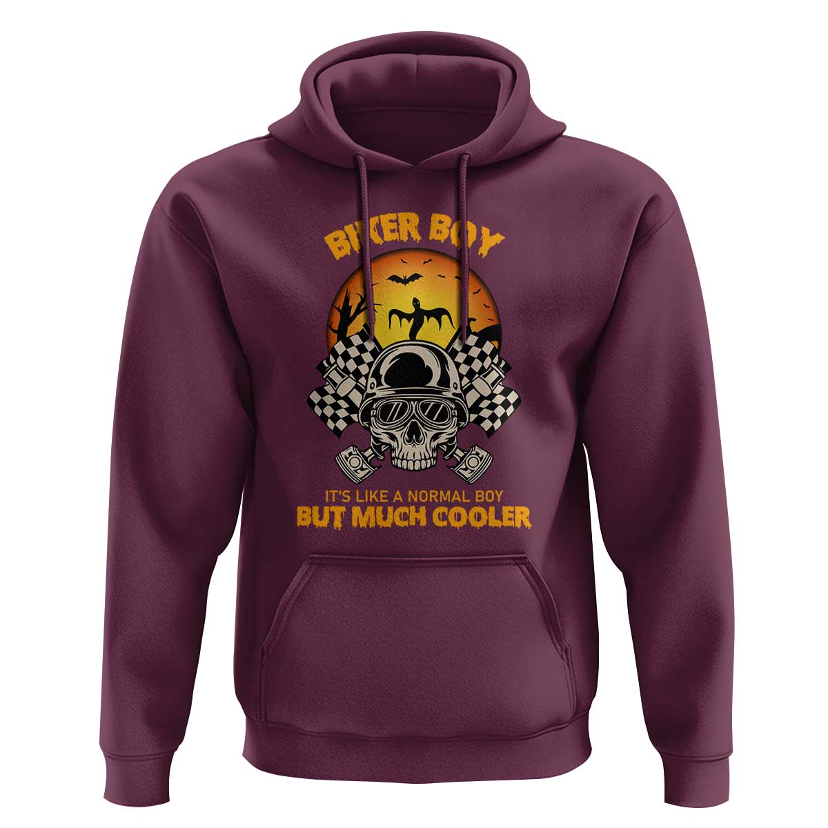 Funny Skull Motocycle Halloween Biker Son Hoodie Biker Boy It's Like A Normal Boy But Much Cooler - Wonder Print Shop