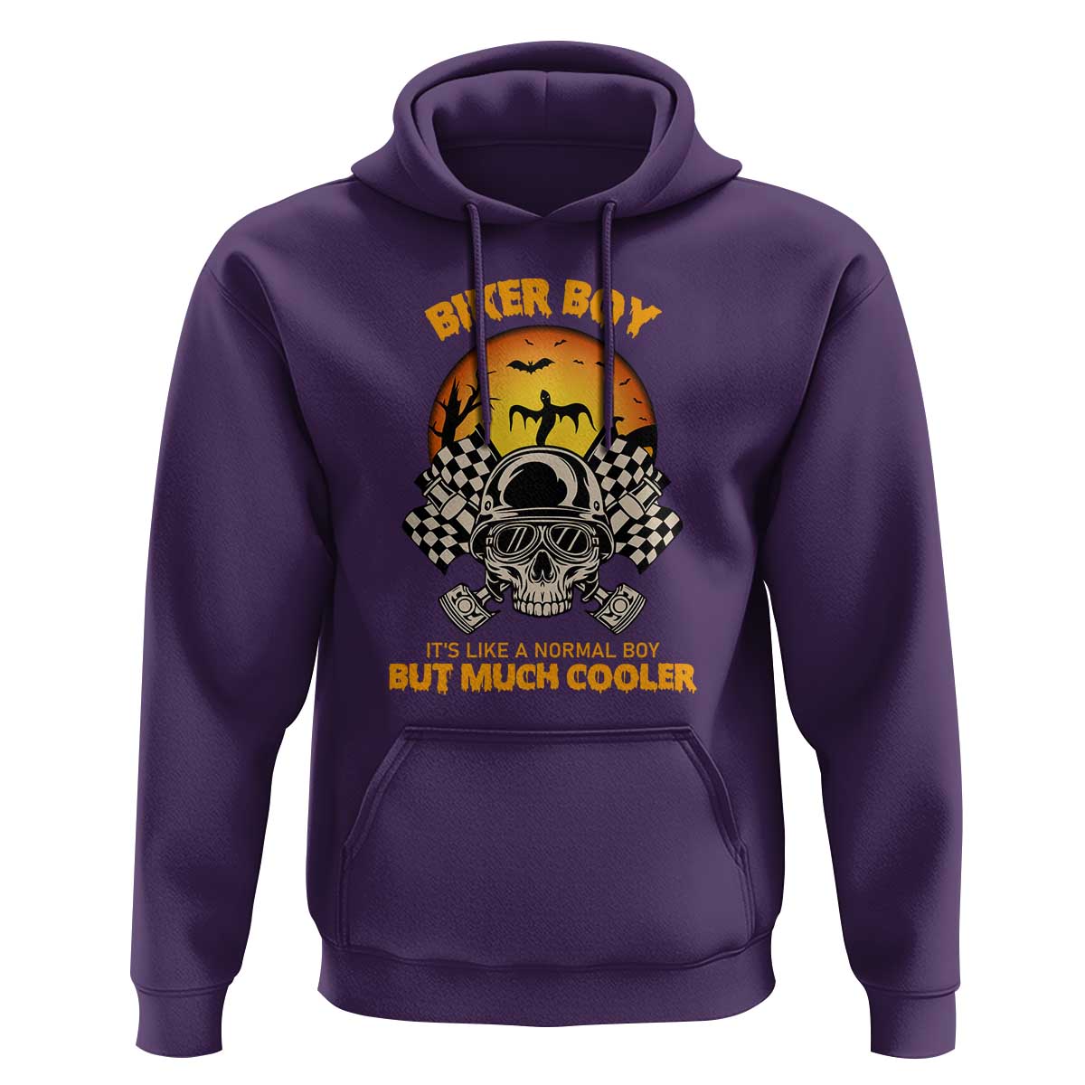 Funny Skull Motocycle Halloween Biker Son Hoodie Biker Boy It's Like A Normal Boy But Much Cooler - Wonder Print Shop