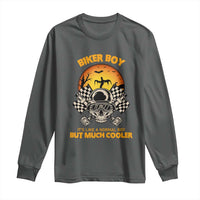 Funny Skull Motocycle Halloween Biker Son Long Sleeve Shirt Biker Boy It's Like A Normal Boy But Much Cooler - Wonder Print Shop