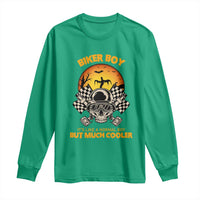 Funny Skull Motocycle Halloween Biker Son Long Sleeve Shirt Biker Boy It's Like A Normal Boy But Much Cooler - Wonder Print Shop