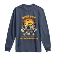 Funny Skull Motocycle Halloween Biker Son Long Sleeve Shirt Biker Boy It's Like A Normal Boy But Much Cooler - Wonder Print Shop