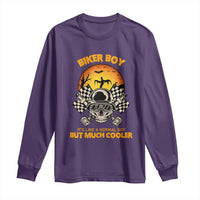 Funny Skull Motocycle Halloween Biker Son Long Sleeve Shirt Biker Boy It's Like A Normal Boy But Much Cooler - Wonder Print Shop