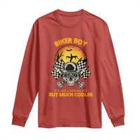 Funny Skull Motocycle Halloween Biker Son Long Sleeve Shirt Biker Boy It's Like A Normal Boy But Much Cooler - Wonder Print Shop