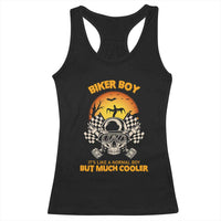 Funny Skull Motocycle Halloween Biker Son Racerback Tank Top Biker Boy It's Like A Normal Boy But Much Cooler - Wonder Print Shop