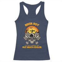 Funny Skull Motocycle Halloween Biker Son Racerback Tank Top Biker Boy It's Like A Normal Boy But Much Cooler - Wonder Print Shop