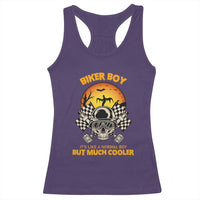 Funny Skull Motocycle Halloween Biker Son Racerback Tank Top Biker Boy It's Like A Normal Boy But Much Cooler - Wonder Print Shop