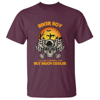 Funny Skull Motocycle Halloween Biker Son T Shirt Biker Boy It's Like A Normal Boy But Much Cooler - Wonder Print Shop
