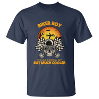 Funny Skull Motocycle Halloween Biker Son T Shirt Biker Boy It's Like A Normal Boy But Much Cooler - Wonder Print Shop