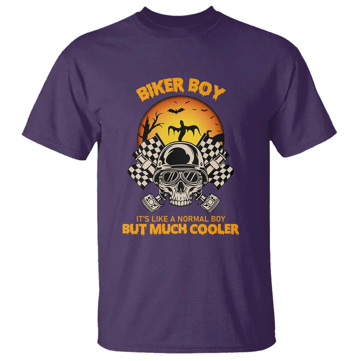Funny Skull Motocycle Halloween Biker Son T Shirt Biker Boy It's Like A Normal Boy But Much Cooler - Wonder Print Shop