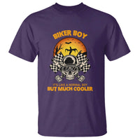 Funny Skull Motocycle Halloween Biker Son T Shirt Biker Boy It's Like A Normal Boy But Much Cooler - Wonder Print Shop