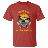Funny Skull Motocycle Halloween Biker Son T Shirt Biker Boy It's Like A Normal Boy But Much Cooler - Wonder Print Shop