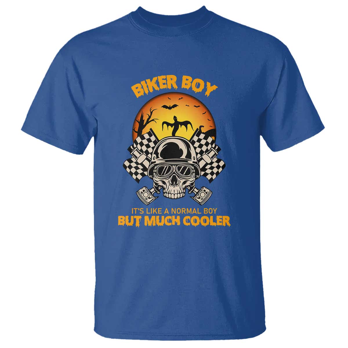 Funny Skull Motocycle Halloween Biker Son T Shirt Biker Boy It's Like A Normal Boy But Much Cooler - Wonder Print Shop