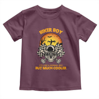 Funny Skull Motocycle Halloween Biker Son Toddler T Shirt Biker Boy It's Like A Normal Boy But Much Cooler - Wonder Print Shop