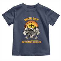 Funny Skull Motocycle Halloween Biker Son Toddler T Shirt Biker Boy It's Like A Normal Boy But Much Cooler - Wonder Print Shop
