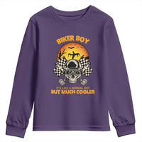 Funny Skull Motocycle Halloween Biker Son Youth Sweatshirt Biker Boy It's Like A Normal Boy But Much Cooler - Wonder Print Shop