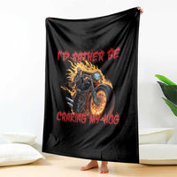 Funny Biker Skeleton Motorcycle Rider Throw Blanket I Would Rather Be Cranking My Hog - Wonder Print Shop