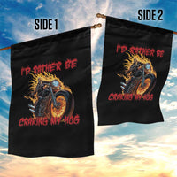 Funny Biker Skeleton Motorcycle Rider Garden Flag I Would Rather Be Cranking My Hog - Wonder Print Shop