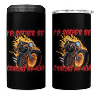 Funny Biker Skeleton Motorcycle Rider 4 in 1 Can Cooler Tumbler I Would Rather Be Cranking My Hog