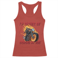 Funny Biker Skeleton Motorcycle Rider Racerback Tank Top I Would Rather Be Cranking My Hog - Wonder Print Shop