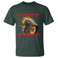 Funny Biker Skeleton Motorcycle Rider T Shirt I Would Rather Be Cranking My Hog - Wonder Print Shop