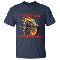 Funny Biker Skeleton Motorcycle Rider T Shirt I Would Rather Be Cranking My Hog - Wonder Print Shop