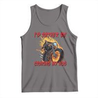 Funny Biker Skeleton Motorcycle Rider Tank Top I Would Rather Be Cranking My Hog - Wonder Print Shop