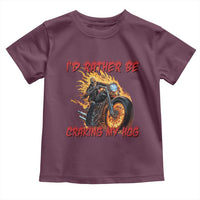 Funny Biker Skeleton Motorcycle Rider Toddler T Shirt I Would Rather Be Cranking My Hog - Wonder Print Shop