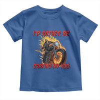 Funny Biker Skeleton Motorcycle Rider Toddler T Shirt I Would Rather Be Cranking My Hog - Wonder Print Shop