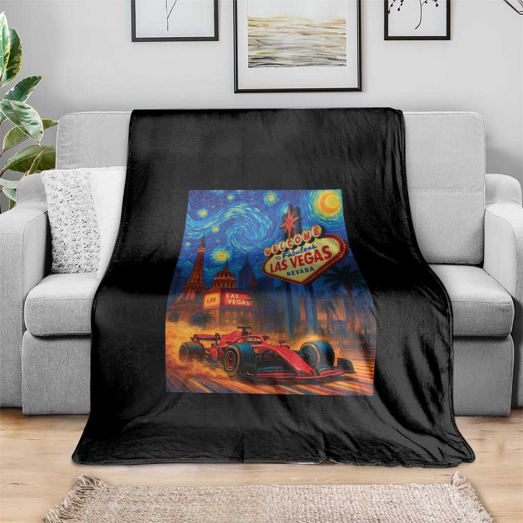 Racing Car Starry Night Las Vegas Race Day Throw Blanket - Wonder Print Shop