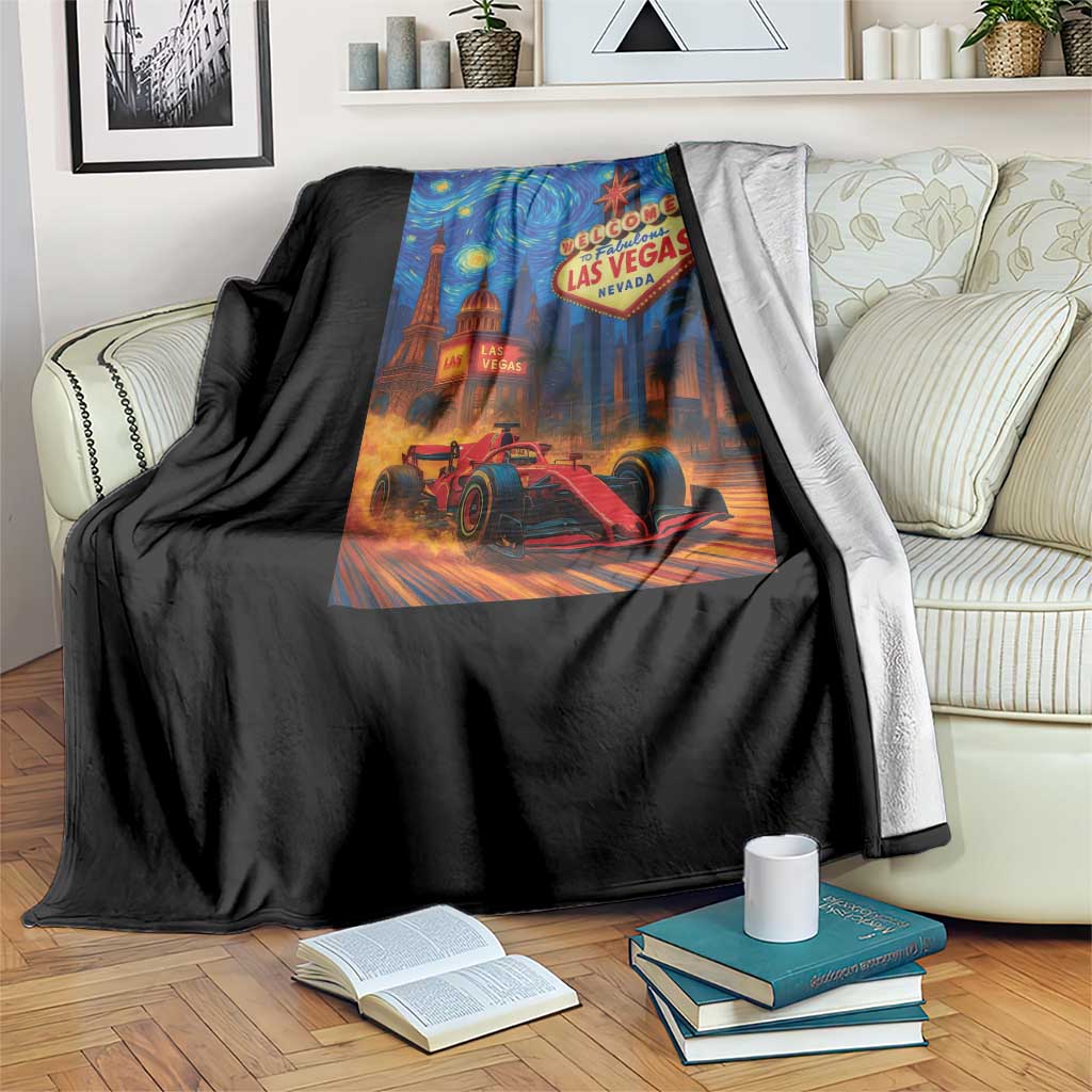 Racing Car Starry Night Las Vegas Race Day Throw Blanket - Wonder Print Shop