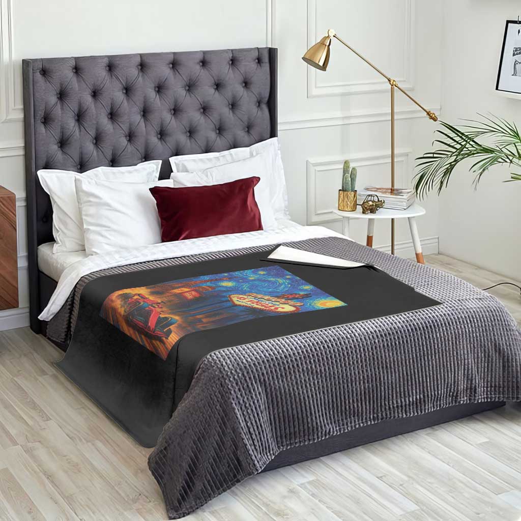 Racing Car Starry Night Las Vegas Race Day Throw Blanket - Wonder Print Shop