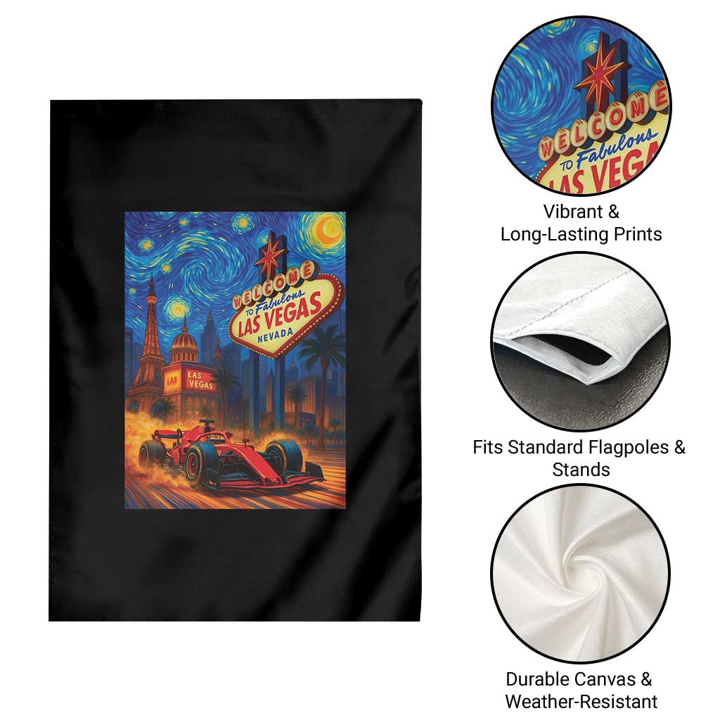 Racing Car Starry Night Las Vegas Race Day Garden Flag - Wonder Print Shop