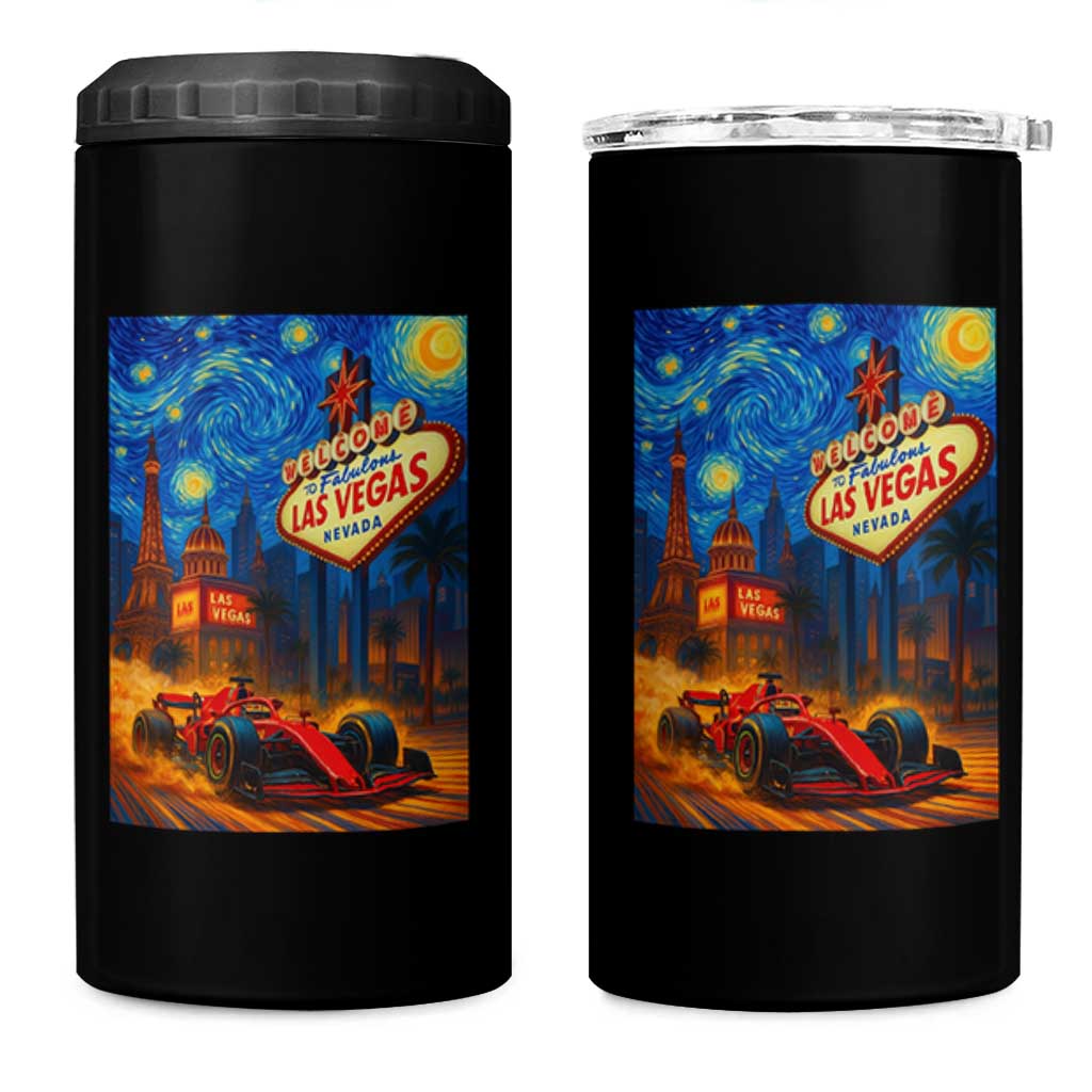 Racing Car Starry Night Las Vegas Race Day 4 in 1 Can Cooler Tumbler