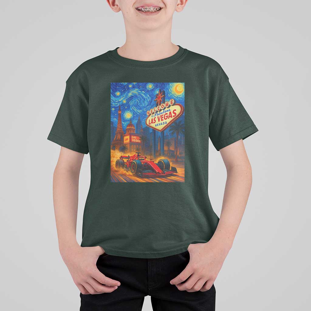 Racing Car Starry Night Las Vegas Race Day T Shirt For Kid - Wonder Print Shop