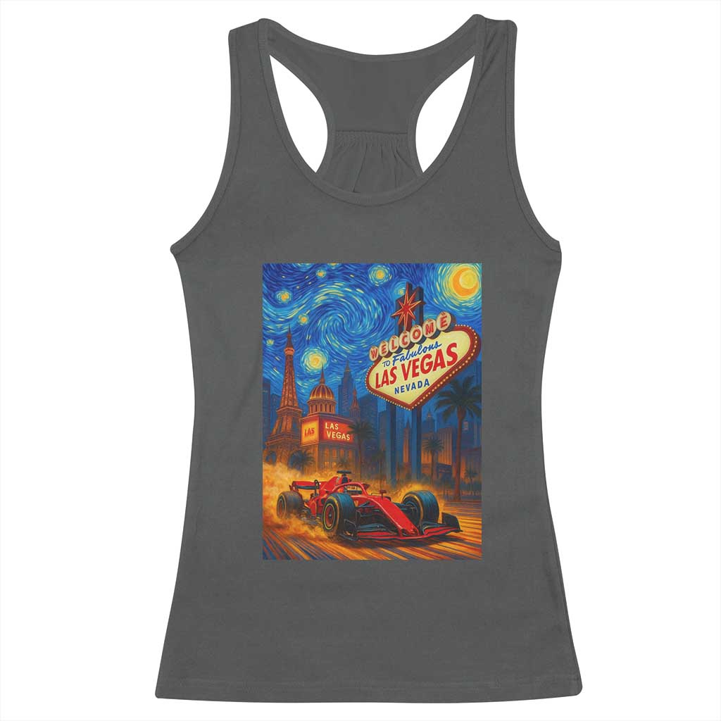 Racing Car Starry Night Las Vegas Race Day Racerback Tank Top - Wonder Print Shop