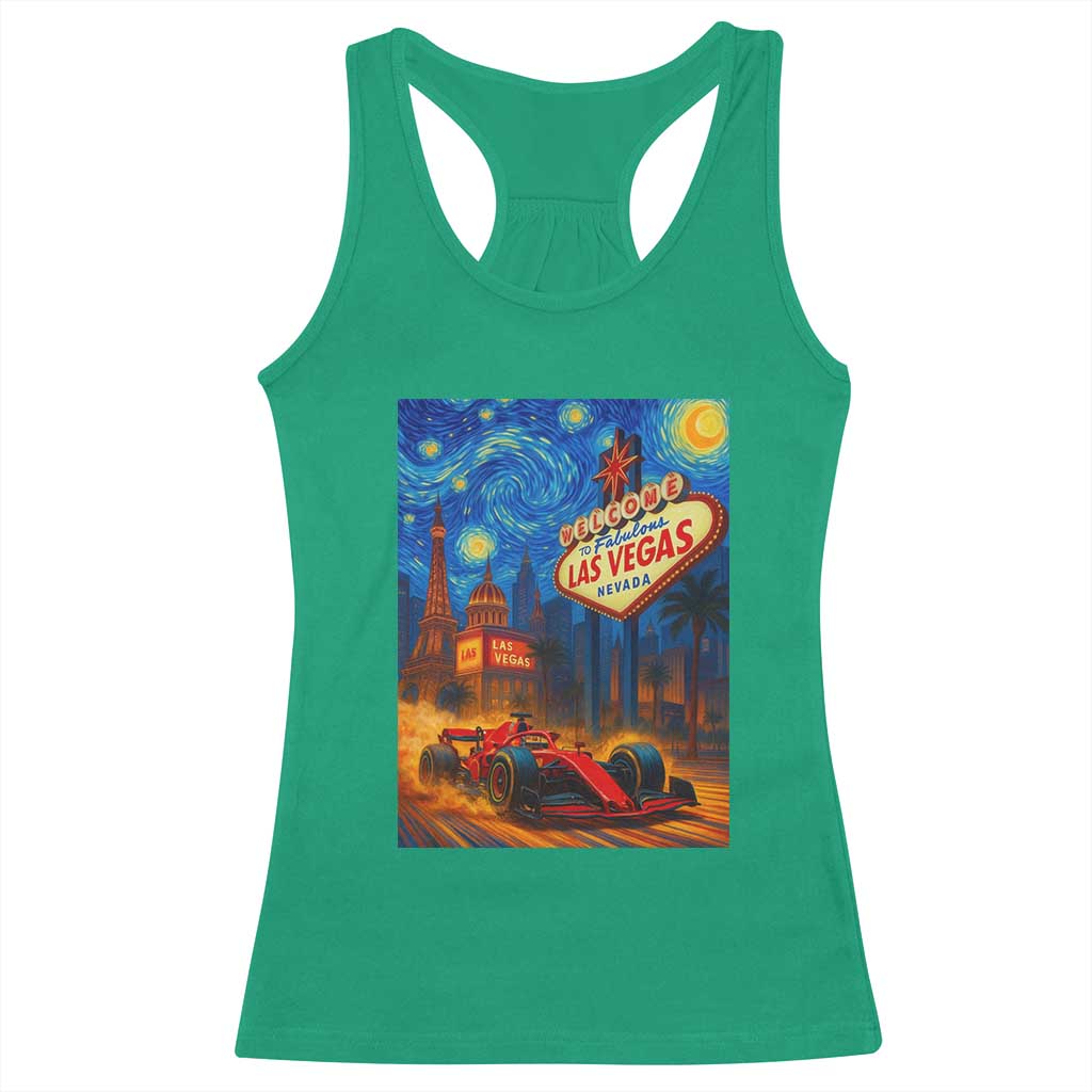 Racing Car Starry Night Las Vegas Race Day Racerback Tank Top - Wonder Print Shop