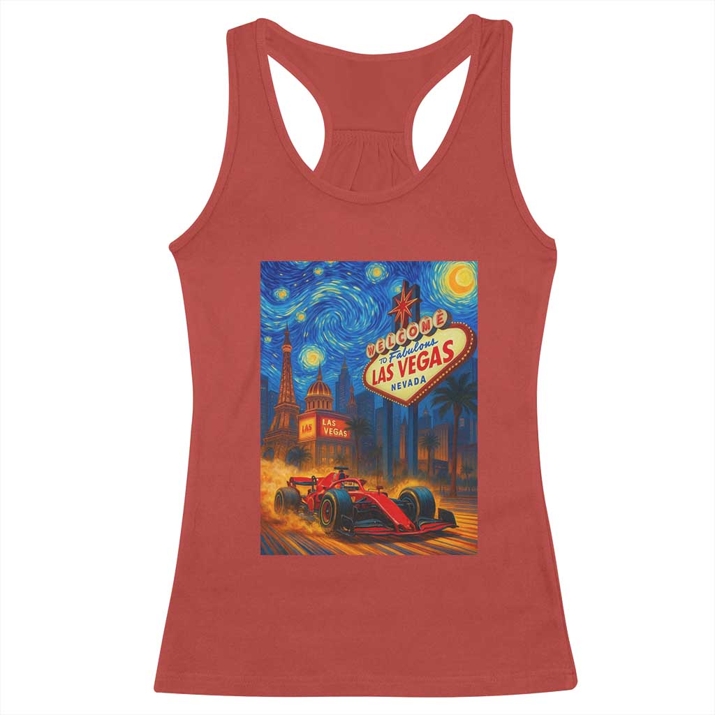 Racing Car Starry Night Las Vegas Race Day Racerback Tank Top - Wonder Print Shop