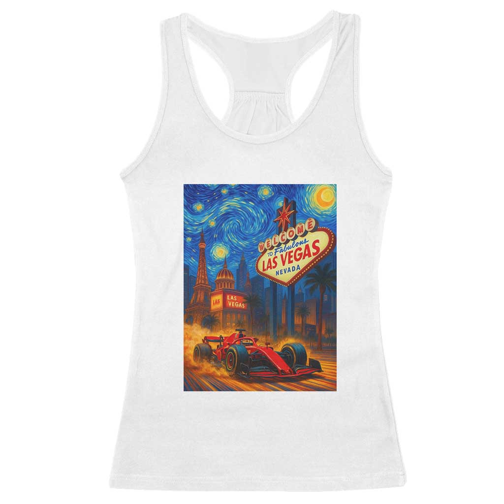 Racing Car Starry Night Las Vegas Race Day Racerback Tank Top - Wonder Print Shop