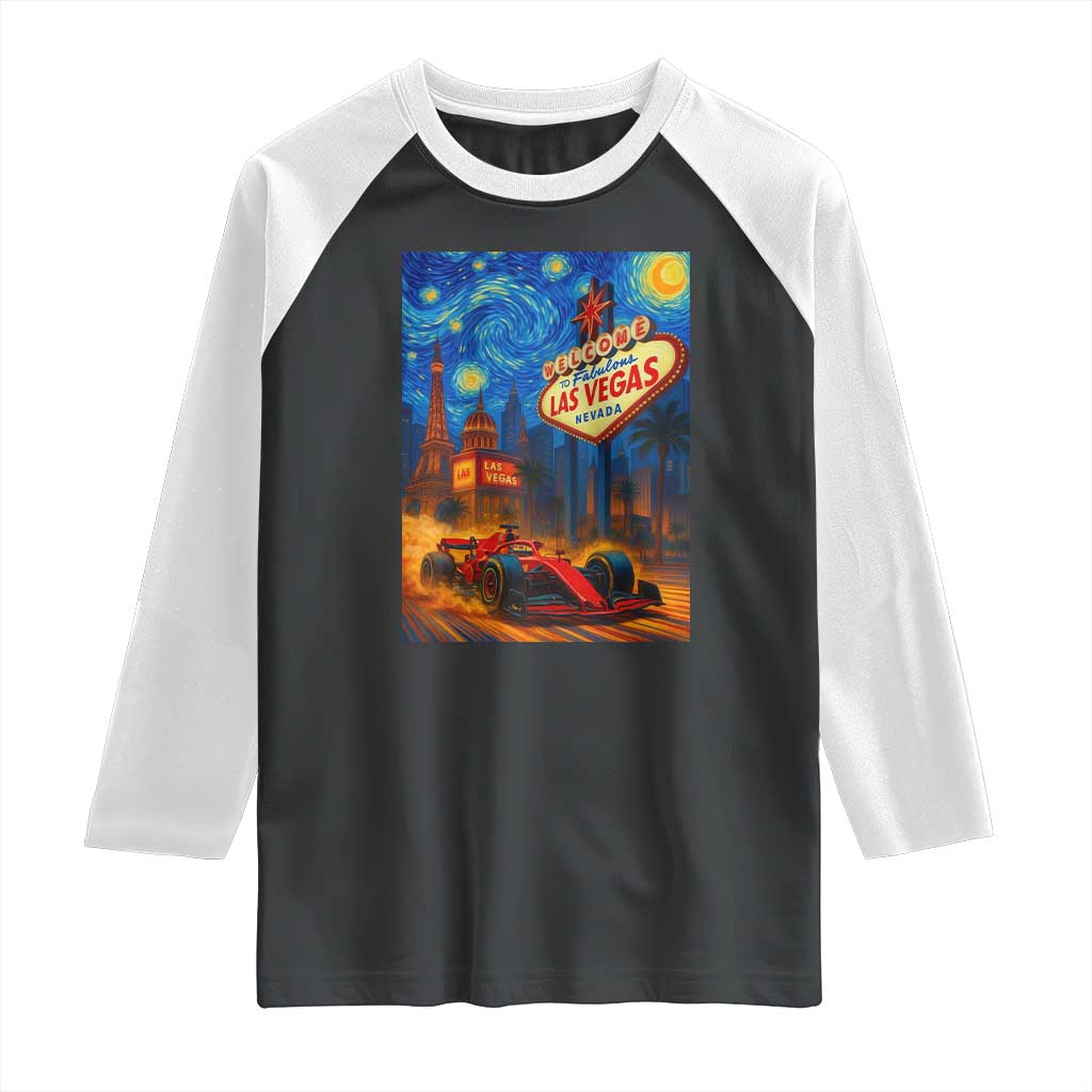 Racing Car Starry Night Las Vegas Race Day Raglan Shirt - Wonder Print Shop