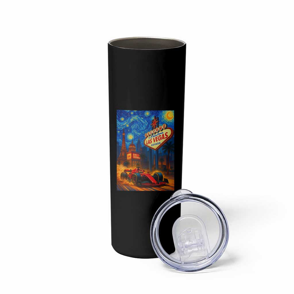 Racing Car Starry Night Las Vegas Race Day Skinny Tumbler