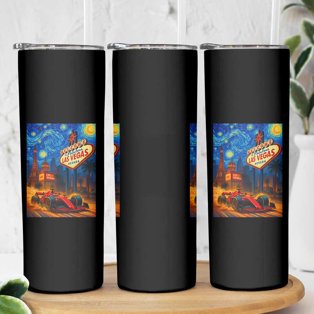 Racing Car Starry Night Las Vegas Race Day Skinny Tumbler