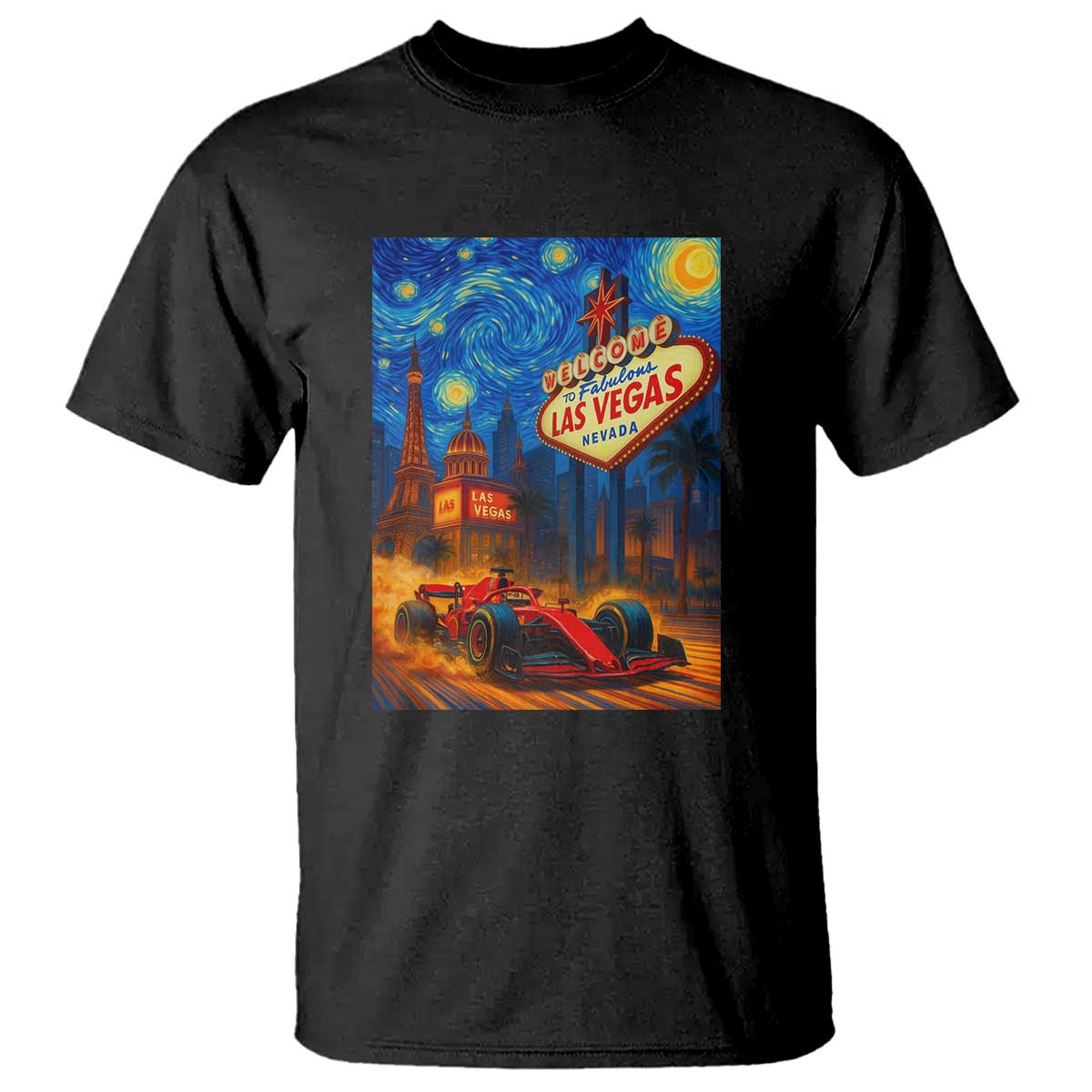 Racing Car Starry Night Las Vegas Race Day T Shirt - Wonder Print Shop