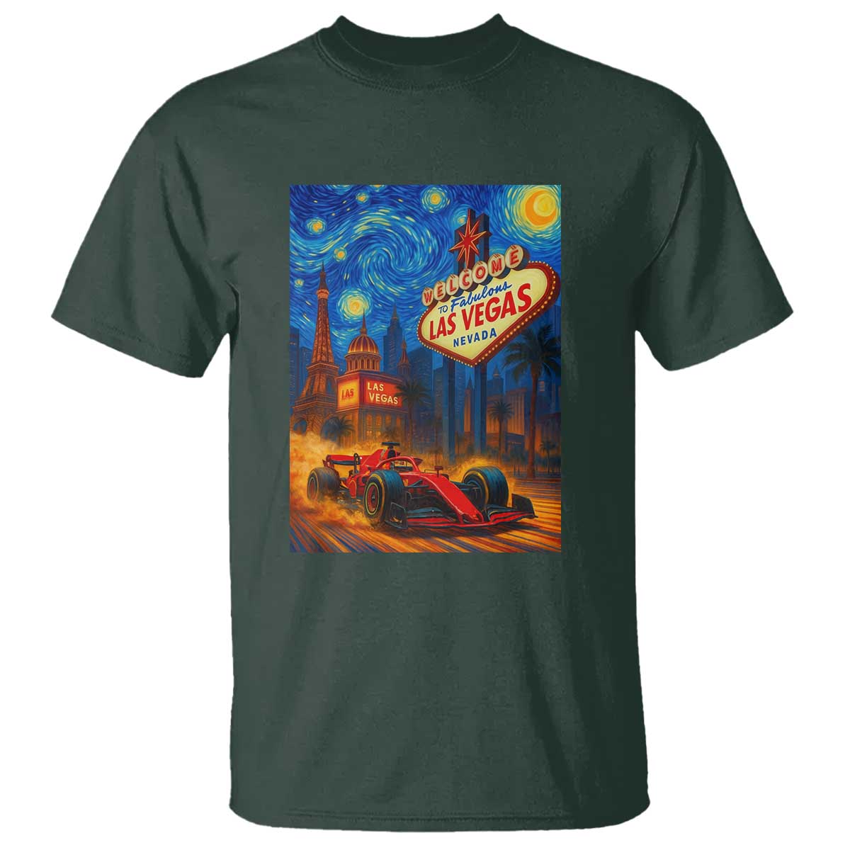 Racing Car Starry Night Las Vegas Race Day T Shirt - Wonder Print Shop