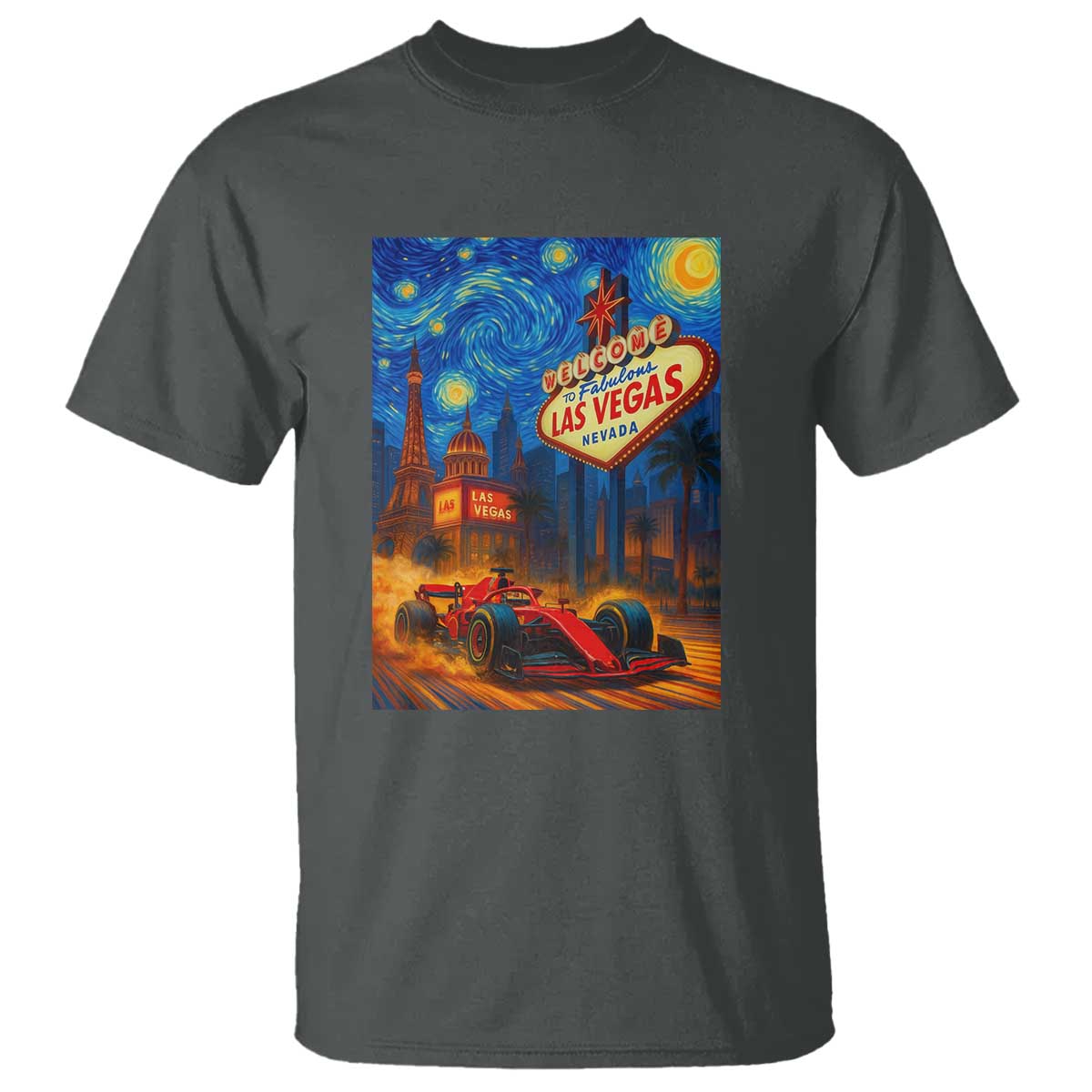 Racing Car Starry Night Las Vegas Race Day T Shirt - Wonder Print Shop