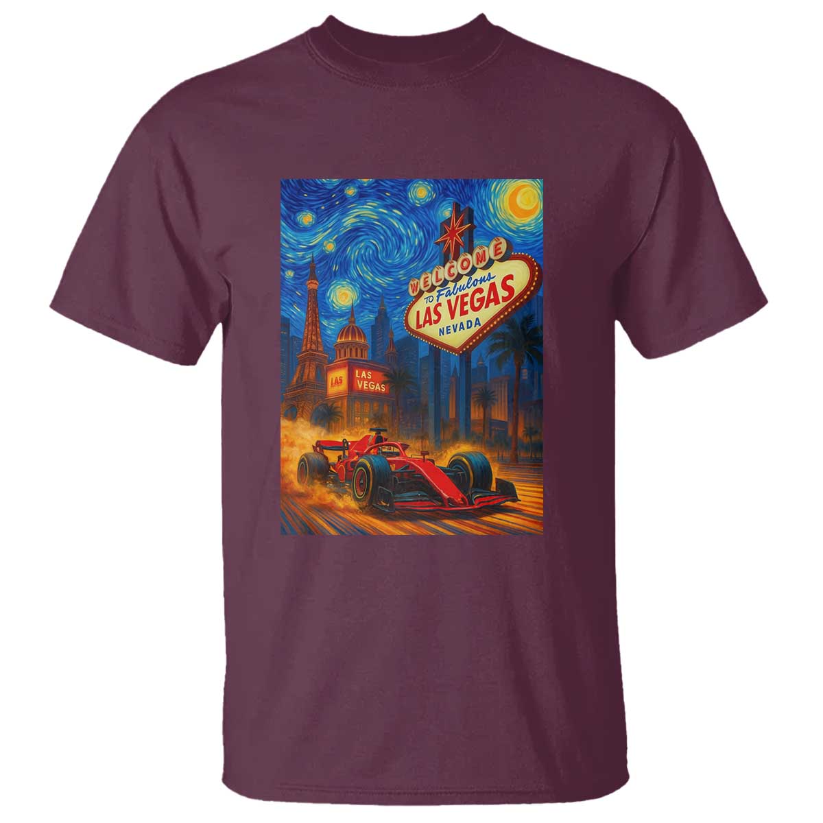 Racing Car Starry Night Las Vegas Race Day T Shirt - Wonder Print Shop